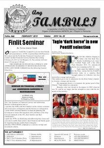 ACFIL - Ang Tambuli Newsletter - February 2013 Edition