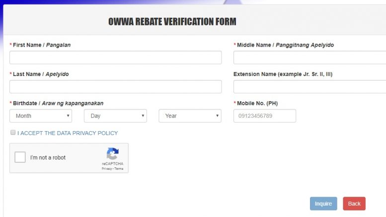 Owwa Rebate Verification Form